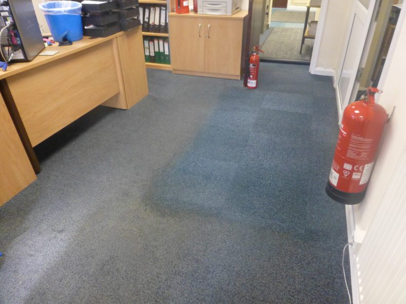 Part Cleaned office carpet